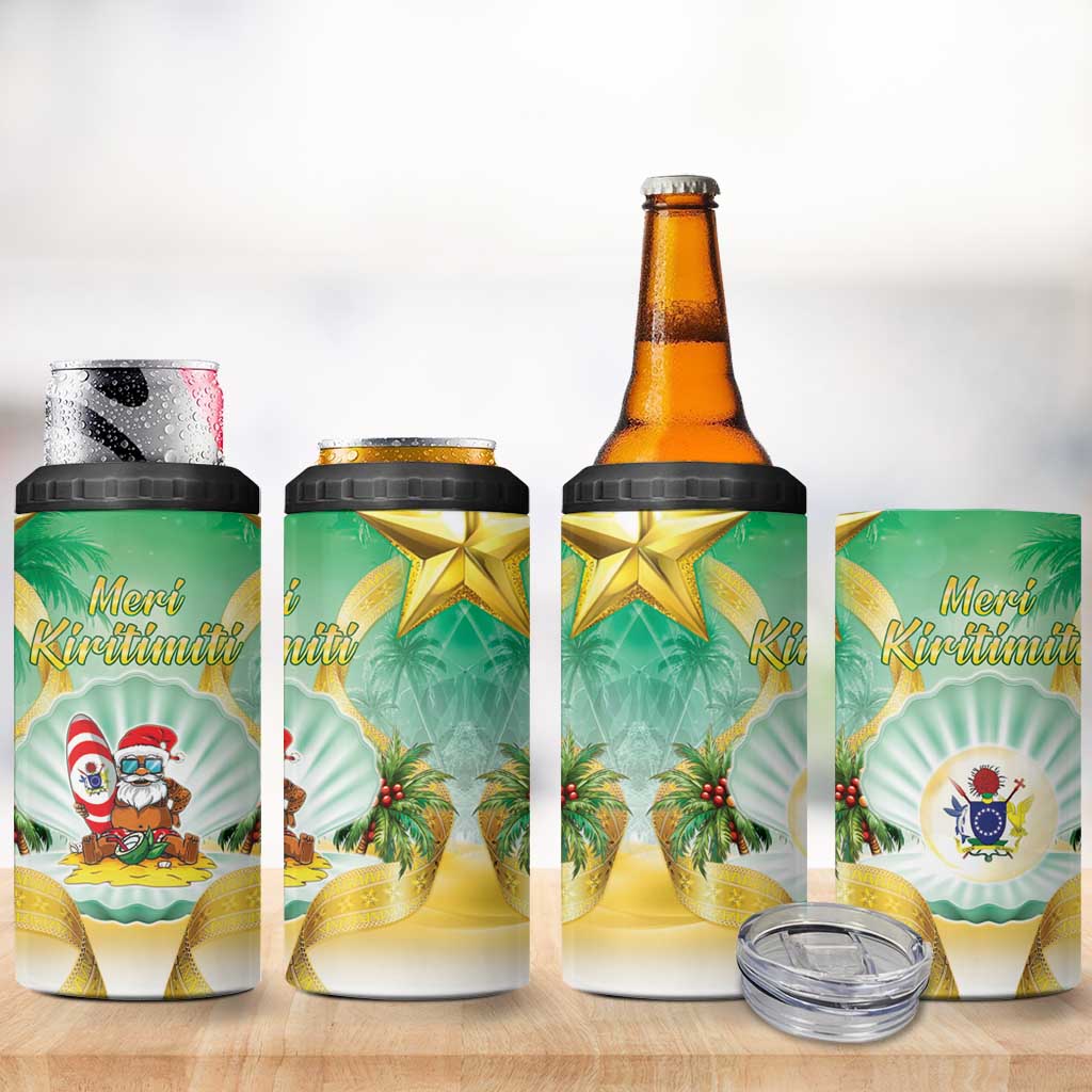 Cook Islands Christmas 4 in 1 Can Cooler Tumbler Seashell Santa Beach Vibes - Polynesian Pride