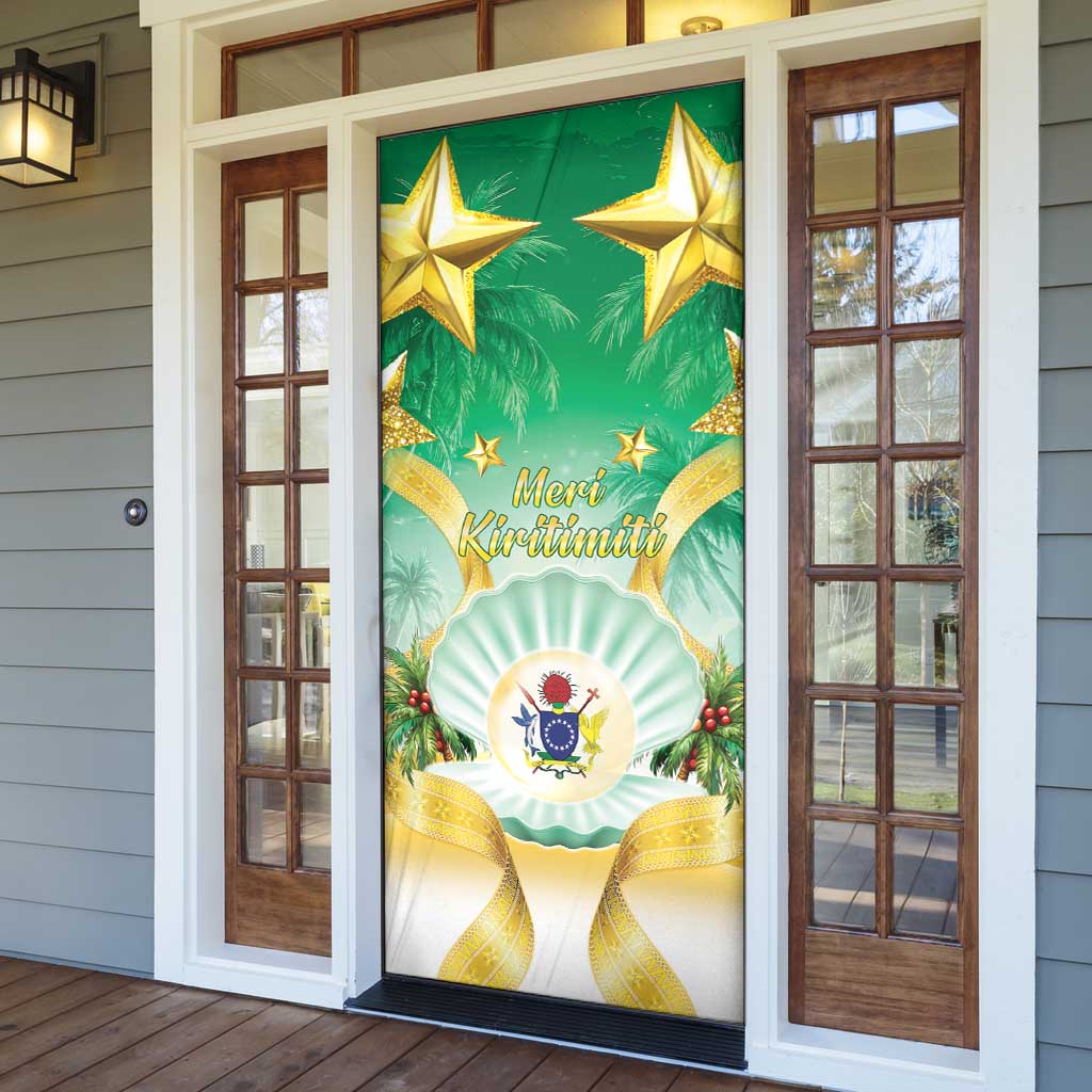 Cook Islands Christmas Door Cover Seashell Santa Beach Vibes - Polynesian Pride