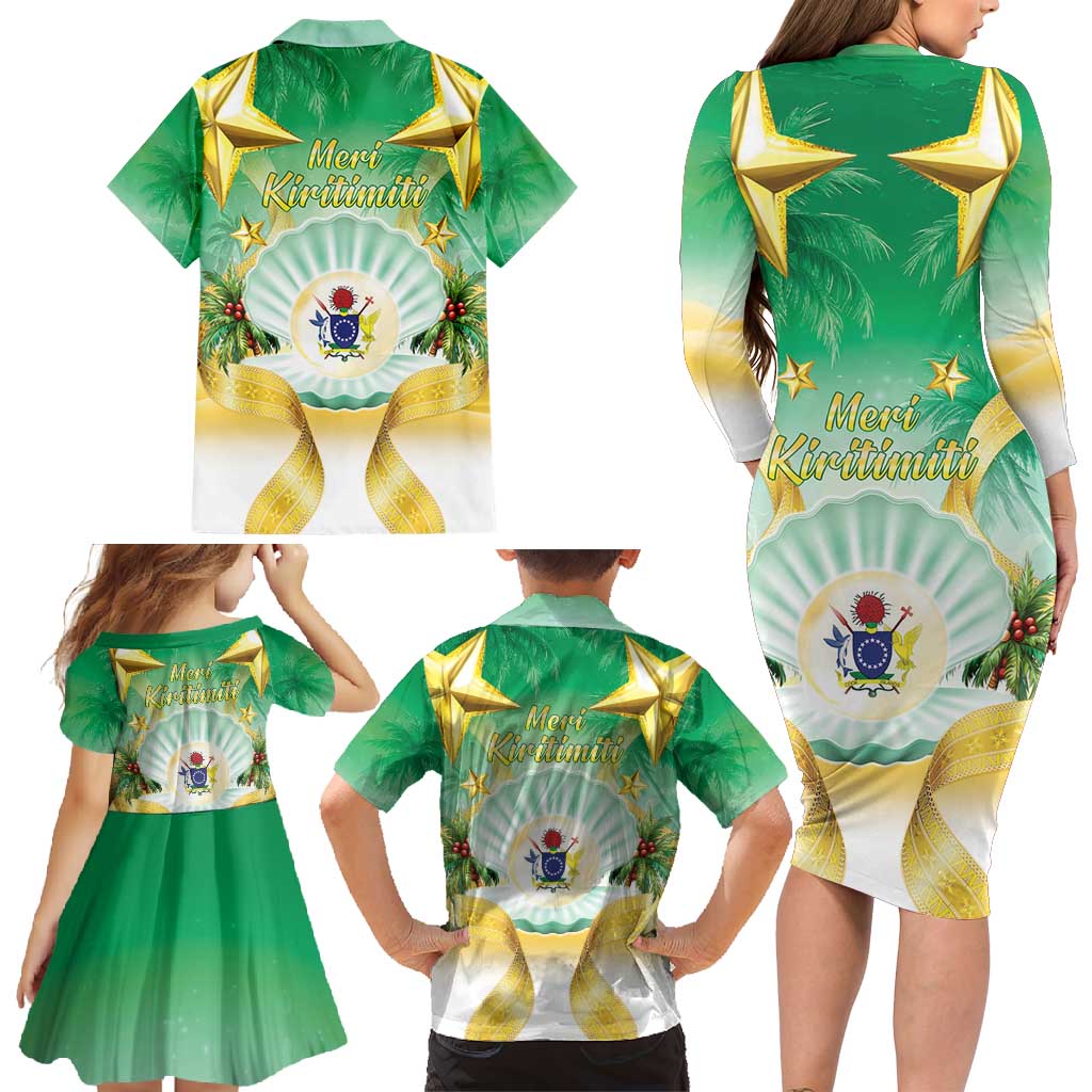 Cook Islands Christmas Family Matching Long Sleeve Bodycon Dress and Hawaiian Shirt Seashell Santa Beach Vibes - Polynesian Pride