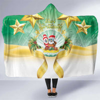 Cook Islands Christmas Hooded Blanket Seashell Santa Beach Vibes - Polynesian Pride