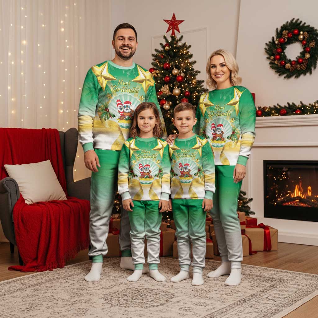 Cook Islands Christmas Pajama Set Seashell Santa Beach Vibes - Polynesian Pride