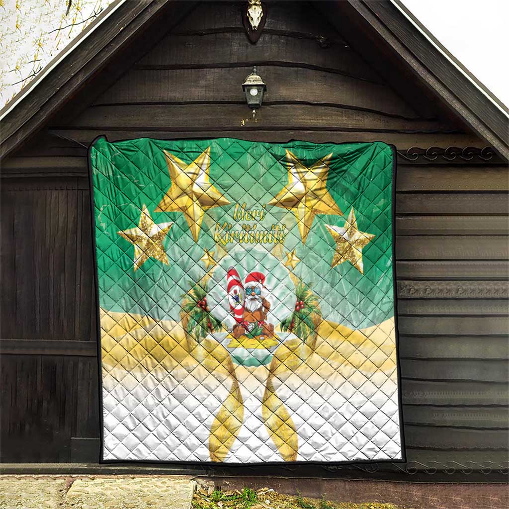 Cook Islands Christmas Quilt Seashell Santa Beach Vibes - Polynesian Pride