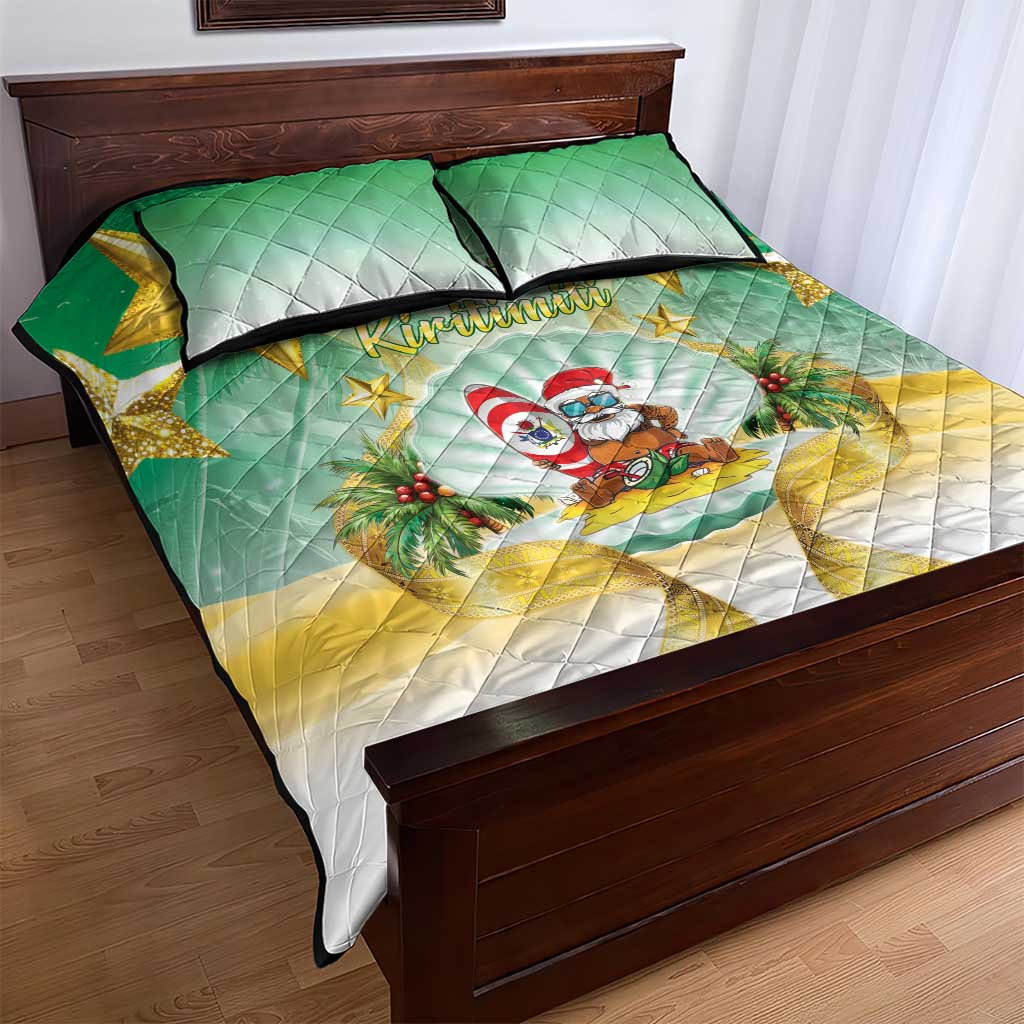 Cook Islands Christmas Quilt Bed Set Seashell Santa Beach Vibes - Polynesian Pride