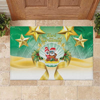 Cook Islands Christmas Rubber Doormat Seashell Santa Beach Vibes - Polynesian Pride
