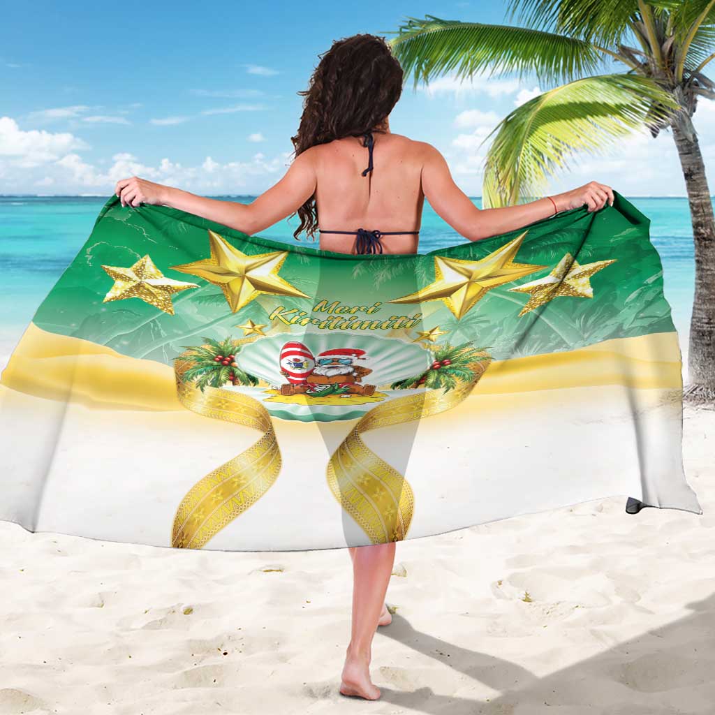 Cook Islands Christmas Sarong Seashell Santa Beach Vibes - Polynesian Pride