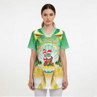 Cook Islands Christmas Scrub Top Seashell Santa Beach Vibes - Polynesian Pride