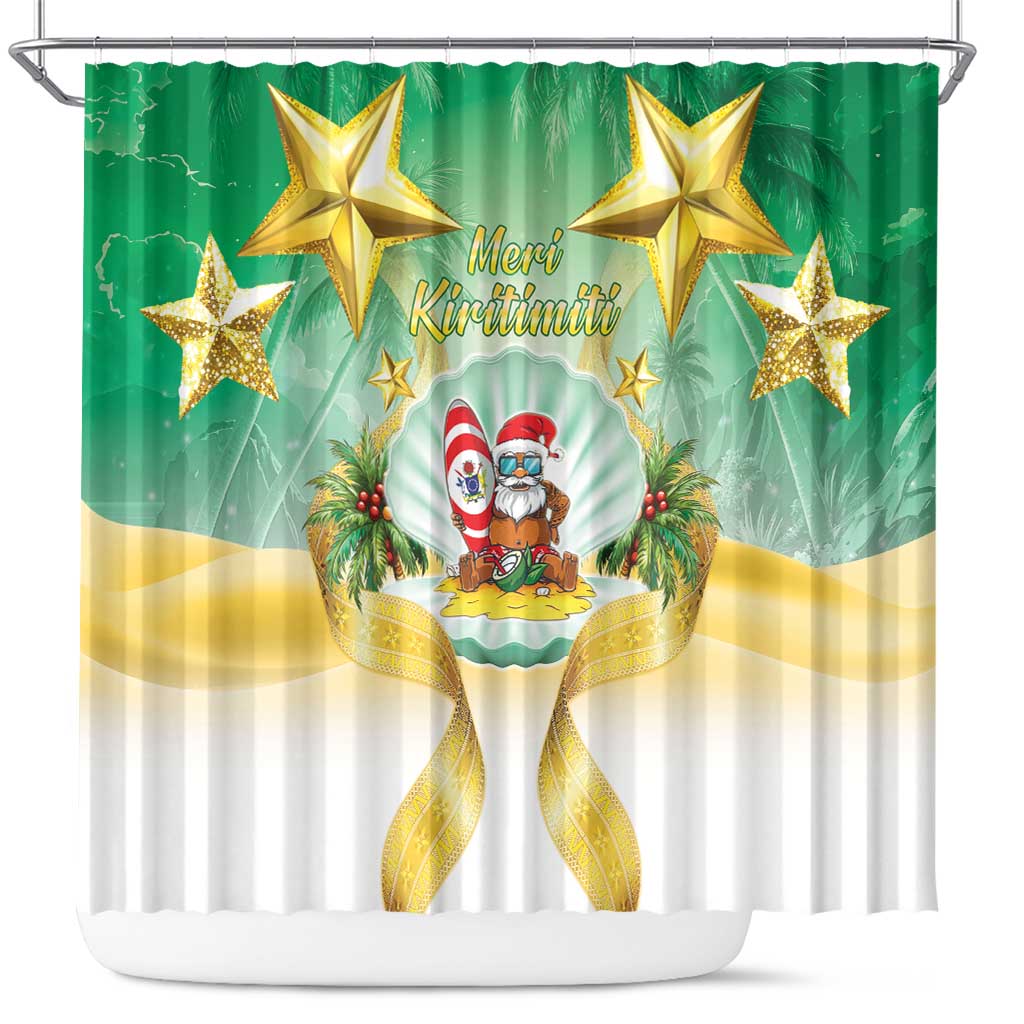Cook Islands Christmas Shower Curtain Seashell Santa Beach Vibes - Polynesian Pride