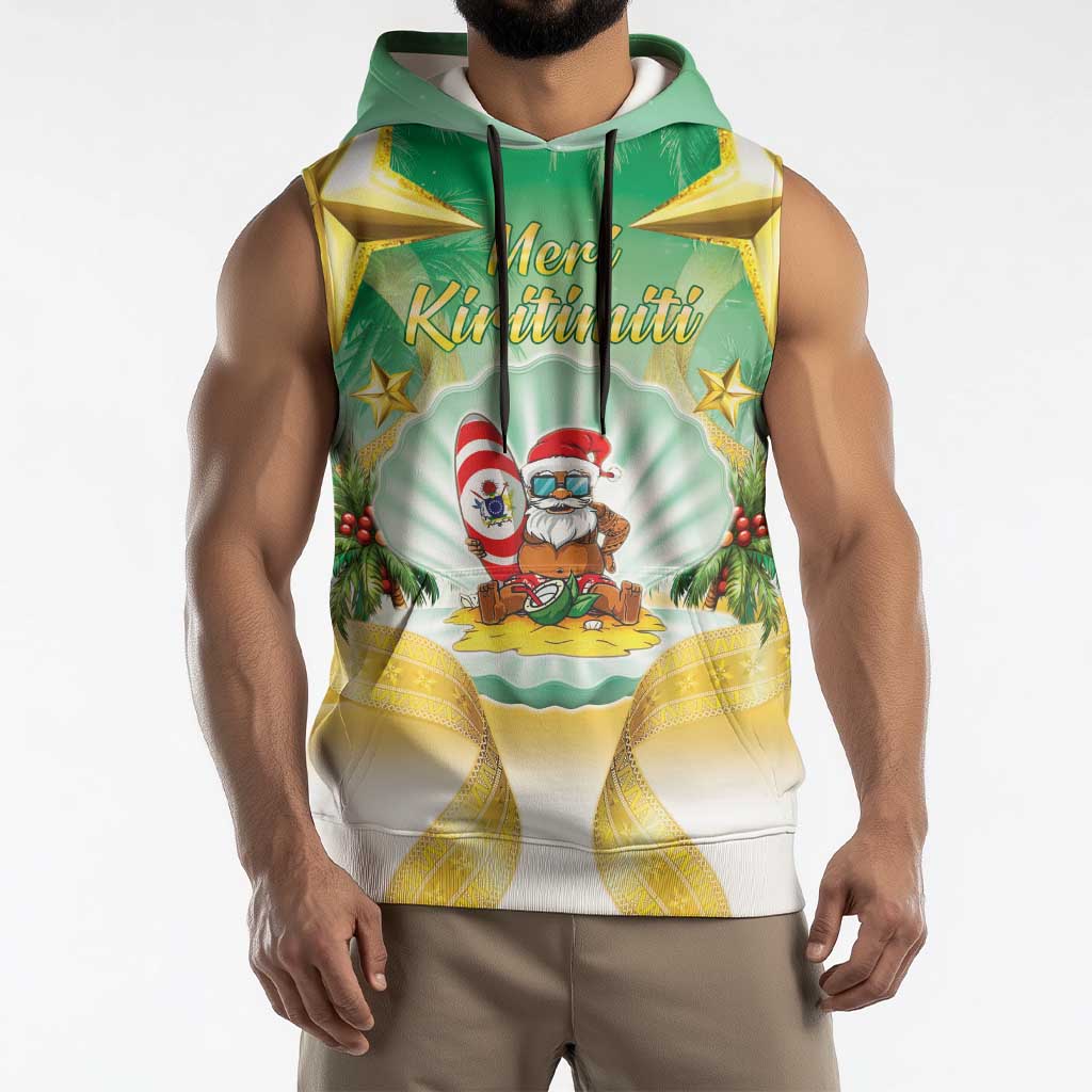 Cook Islands Christmas Sleeveless Hoodie Seashell Santa Beach Vibes - Polynesian Pride