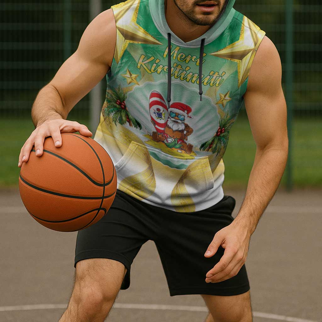 Cook Islands Christmas Sleeveless Hoodie Seashell Santa Beach Vibes - Polynesian Pride