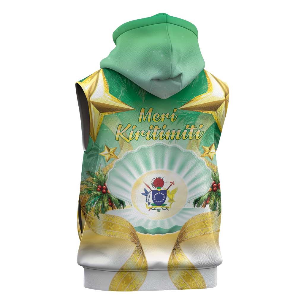 Cook Islands Christmas Sleeveless Zip Hoodie Seashell Santa Beach Vibes - Polynesian Pride