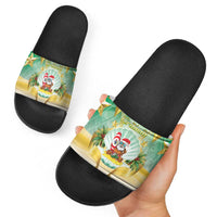 Cook Islands Christmas Slide Sandals Seashell Santa Beach Vibes - Polynesian Pride
