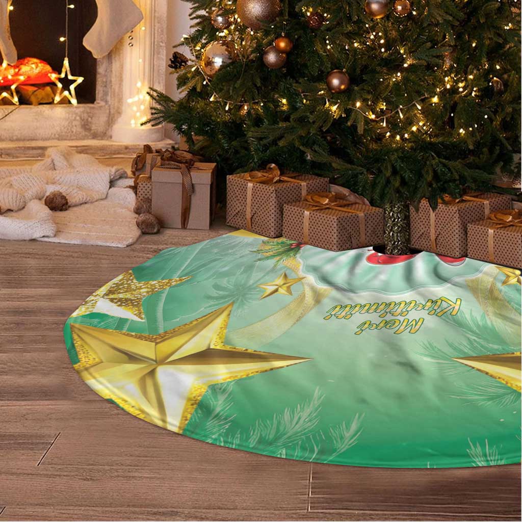 Cook Islands Christmas Tree Skirt Seashell Santa Beach Vibes - Polynesian Pride