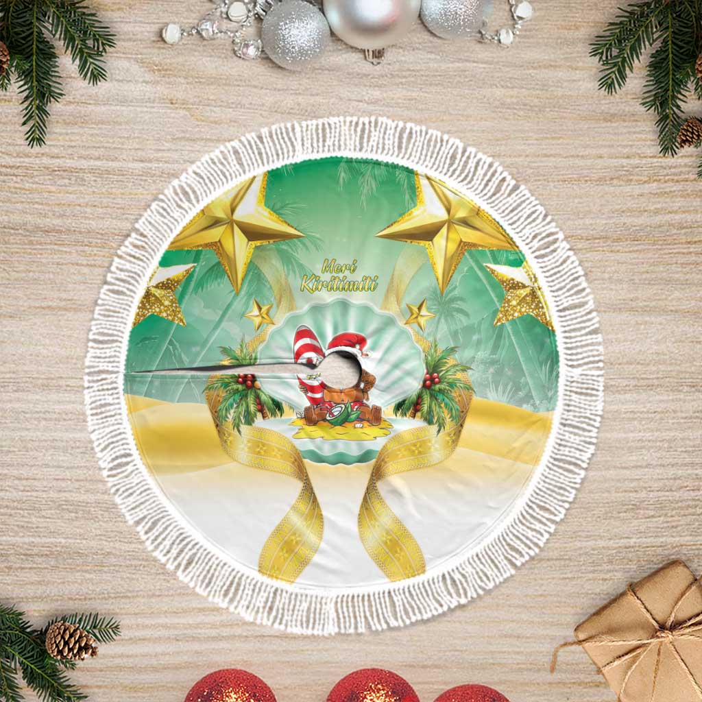 Cook Islands Christmas Tree Skirt Seashell Santa Beach Vibes - Polynesian Pride