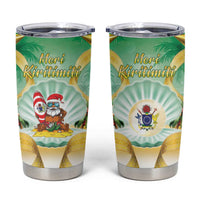 Cook Islands Christmas Tumbler Cup Seashell Santa Beach Vibes - Polynesian Pride