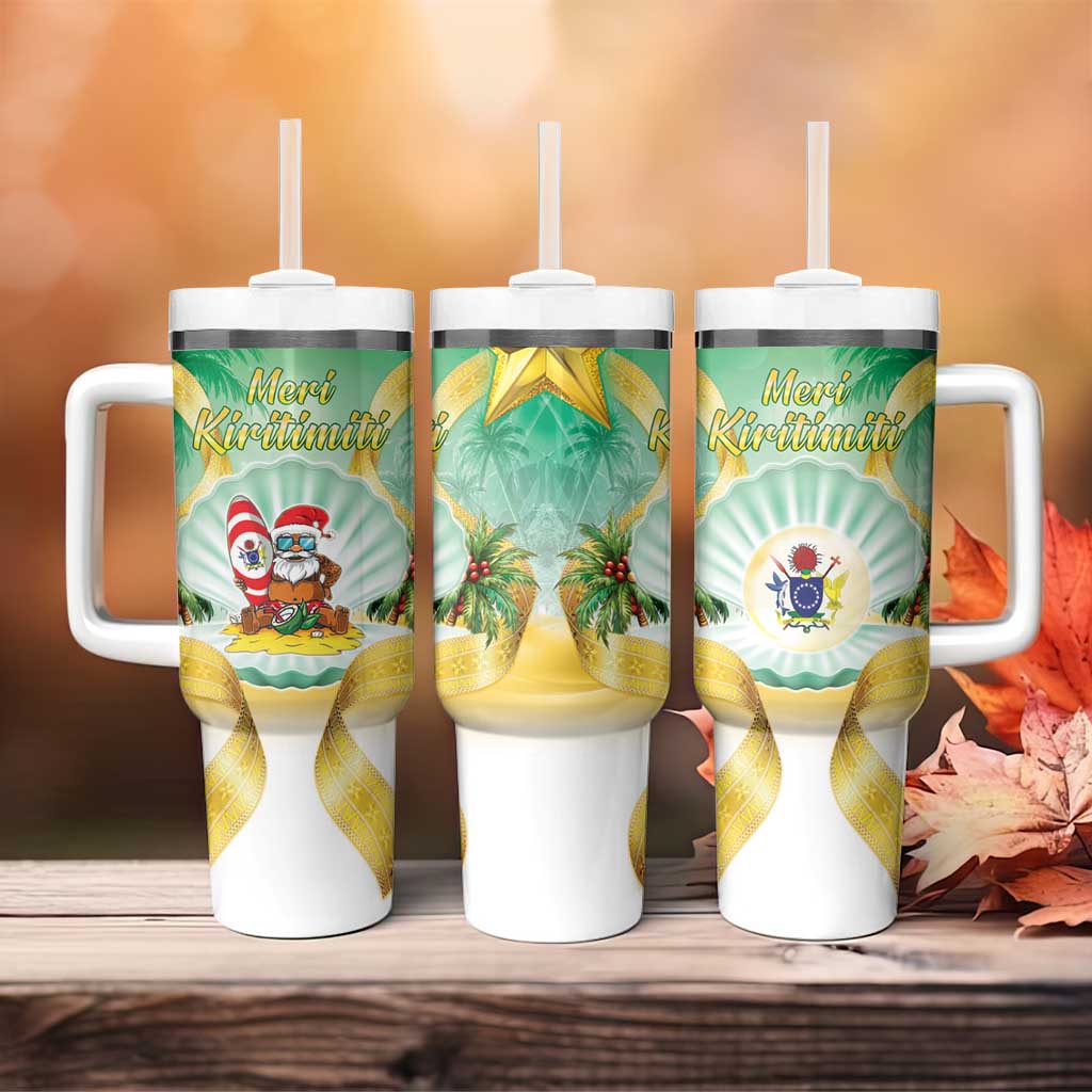 Cook Islands Christmas Tumbler With Handle Seashell Santa Beach Vibes - Polynesian Pride