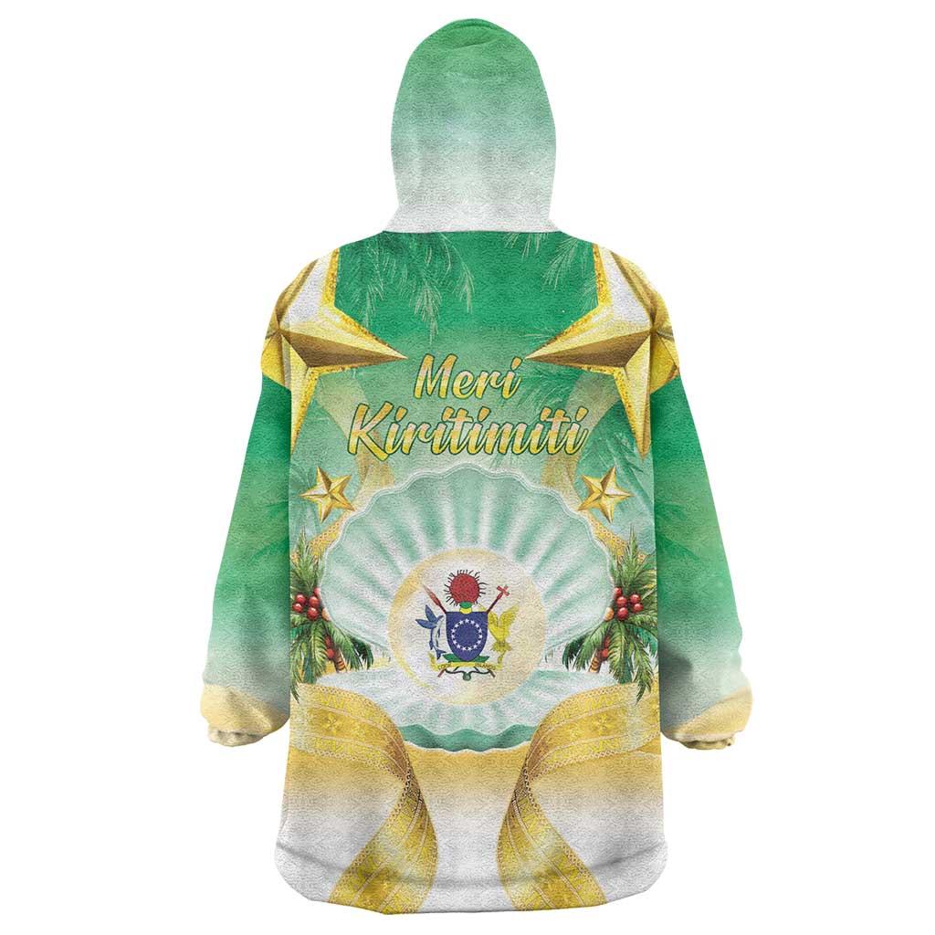Cook Islands Christmas Wearable Blanket Hoodie Seashell Santa Beach Vibes - Polynesian Pride