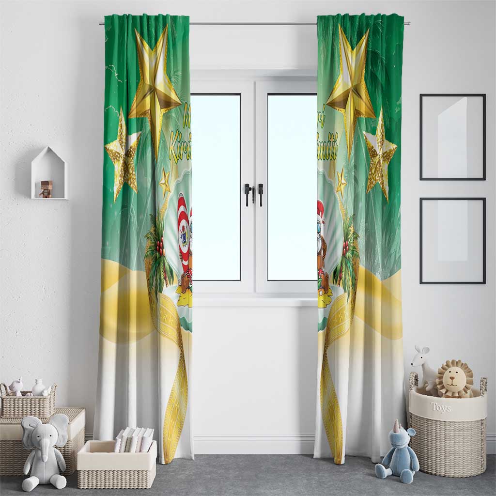 Cook Islands Christmas Window Curtain Seashell Santa Beach Vibes - Polynesian Pride