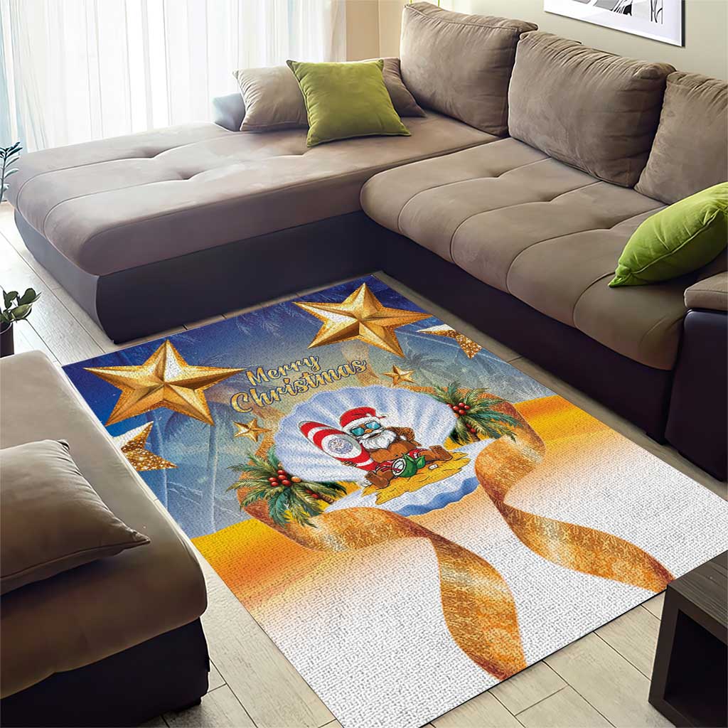Marshall Islands Christmas Area Rug Seashell Santa Beach Vibes - Polynesian Pride