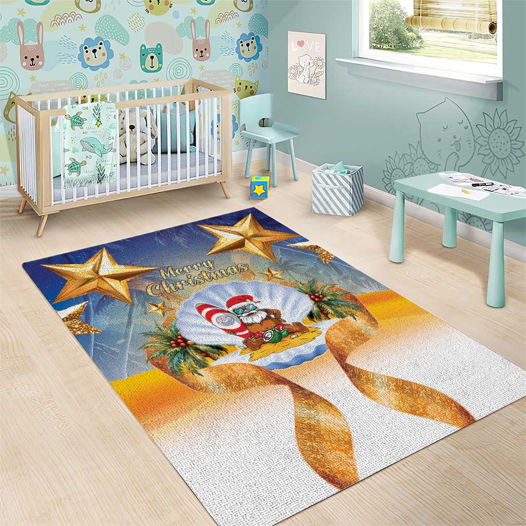 Marshall Islands Christmas Area Rug Seashell Santa Beach Vibes - Polynesian Pride