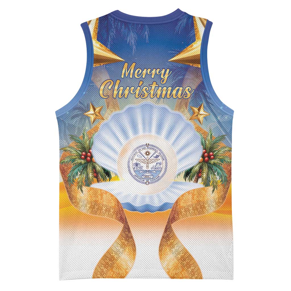 Marshall Islands Christmas Basketball Jersey Seashell Santa Beach Vibes - Polynesian Pride
