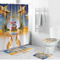 Marshall Islands Christmas Bathroom Set Seashell Santa Beach Vibes - Polynesian Pride