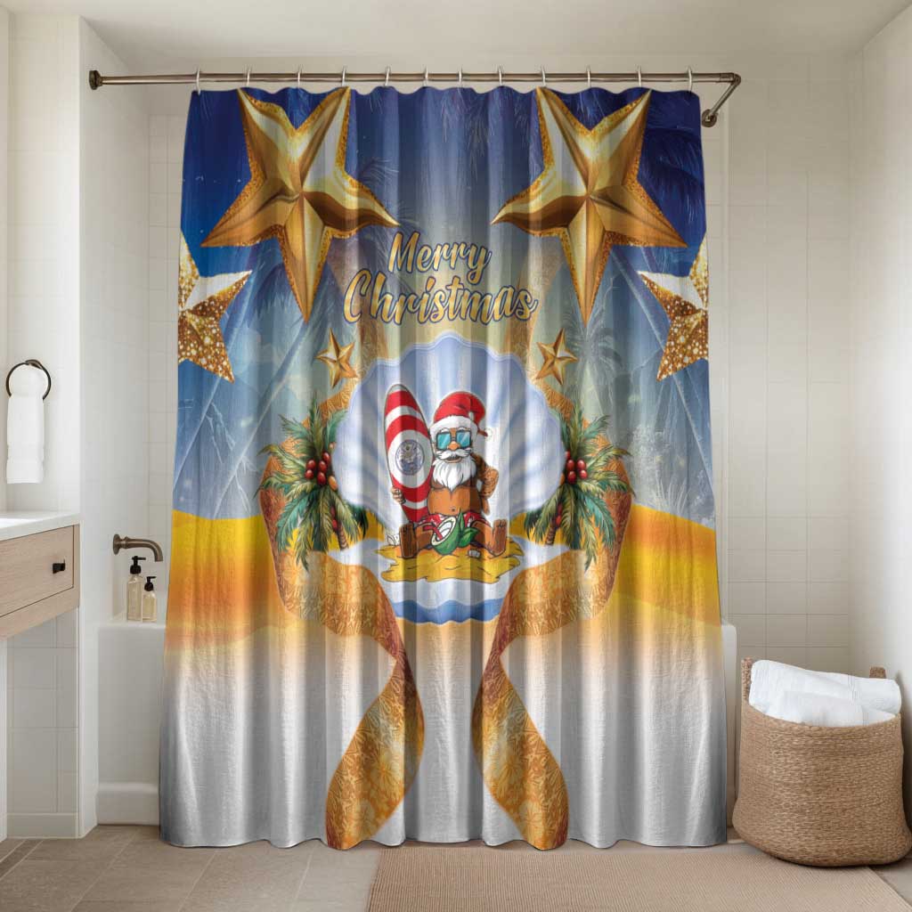 Marshall Islands Christmas Bathroom Set Seashell Santa Beach Vibes - Polynesian Pride