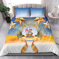 Marshall Islands Christmas Bedding Set Seashell Santa Beach Vibes - Polynesian Pride