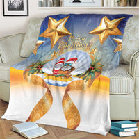 Marshall Islands Christmas Blanket Seashell Santa Beach Vibes - Polynesian Pride