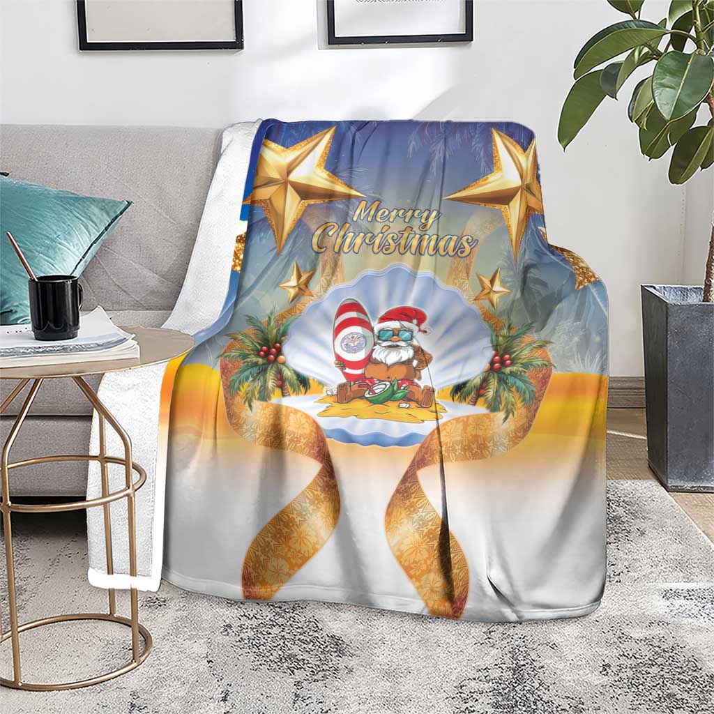Marshall Islands Christmas Blanket Seashell Santa Beach Vibes - Polynesian Pride