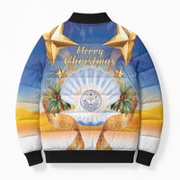 Marshall Islands Christmas Bomber Puffer Jacket Seashell Santa Beach Vibes - Polynesian Pride