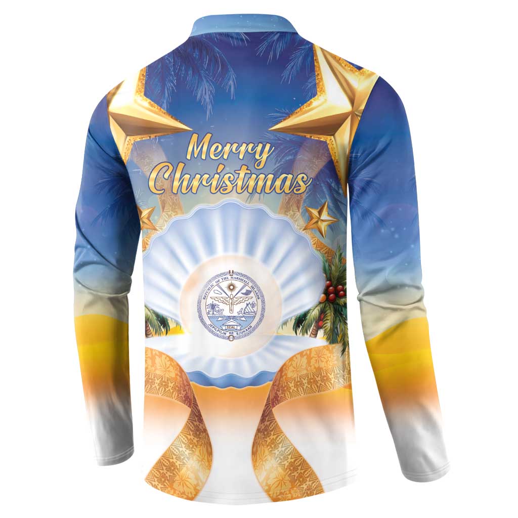 Marshall Islands Christmas Button Sweatshirt Seashell Santa Beach Vibes - Polynesian Pride