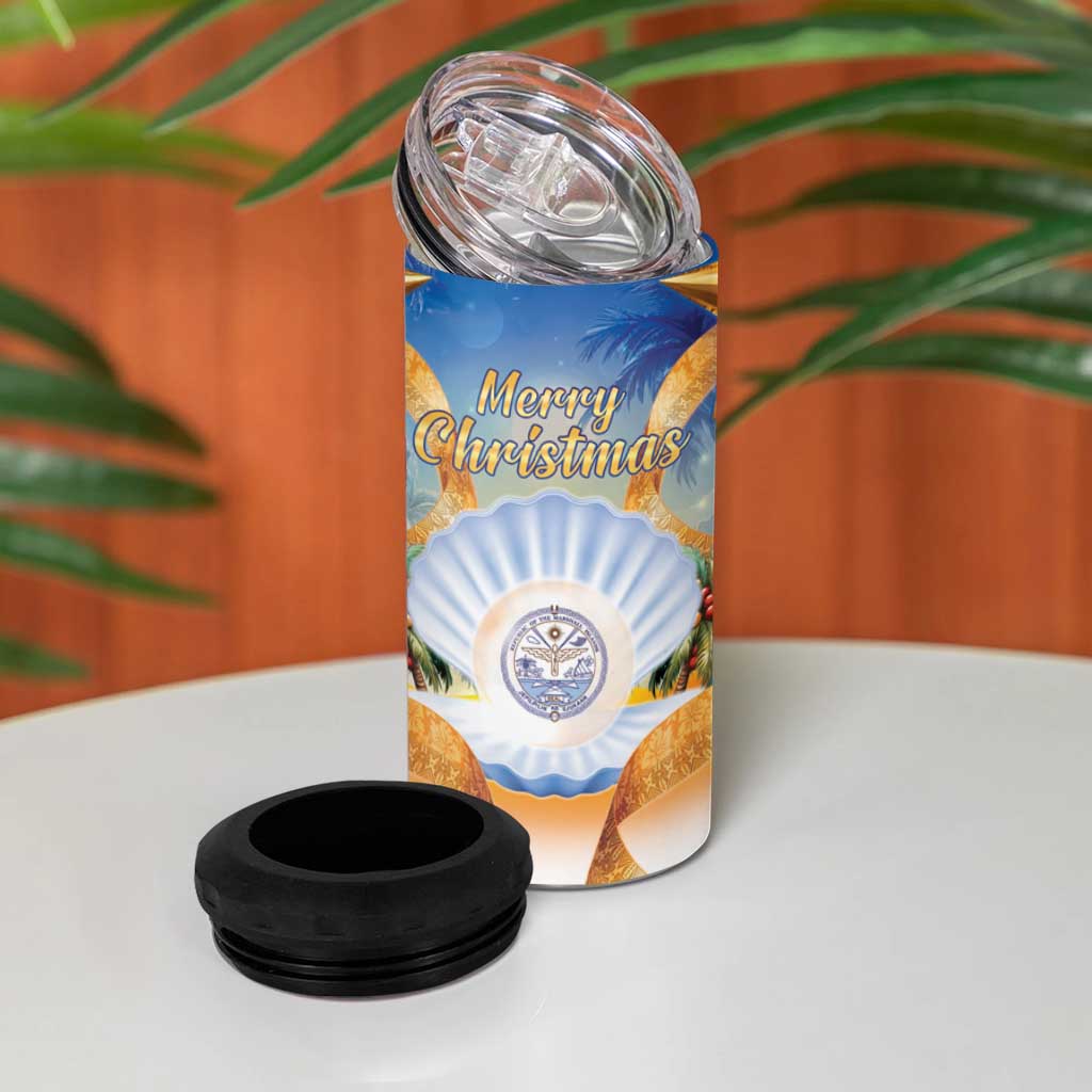 Marshall Islands Christmas 4 in 1 Can Cooler Tumbler Seashell Santa Beach Vibes - Polynesian Pride