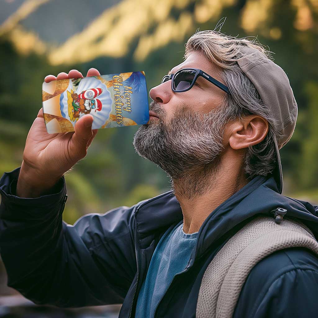 Marshall Islands Christmas 4 in 1 Can Cooler Tumbler Seashell Santa Beach Vibes - Polynesian Pride