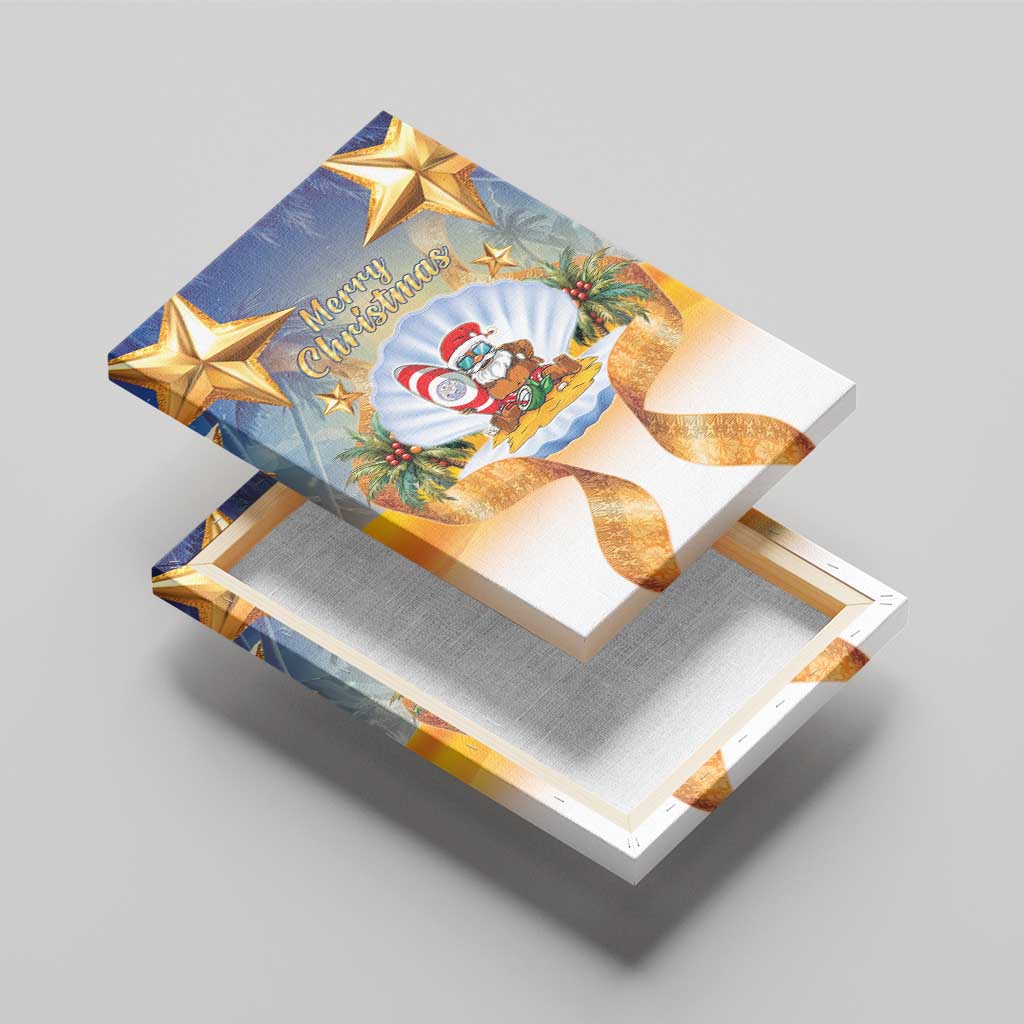 Marshall Islands Christmas Canvas Wall Art Seashell Santa Beach Vibes - Polynesian Pride