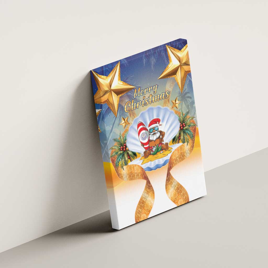 Marshall Islands Christmas Canvas Wall Art Seashell Santa Beach Vibes - Polynesian Pride