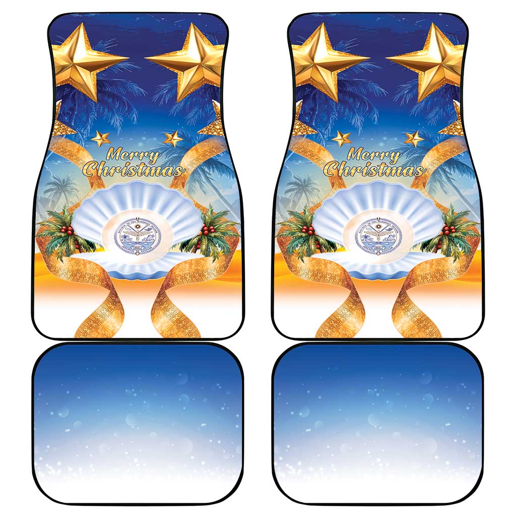 Marshall Islands Christmas Car Mats Seashell Santa Beach Vibes - Polynesian Pride