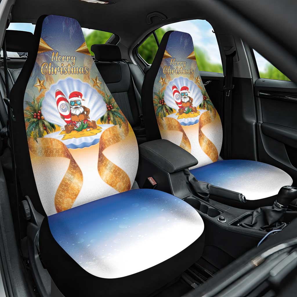 Marshall Islands Christmas Car Seat Cover Seashell Santa Beach Vibes - Polynesian Pride