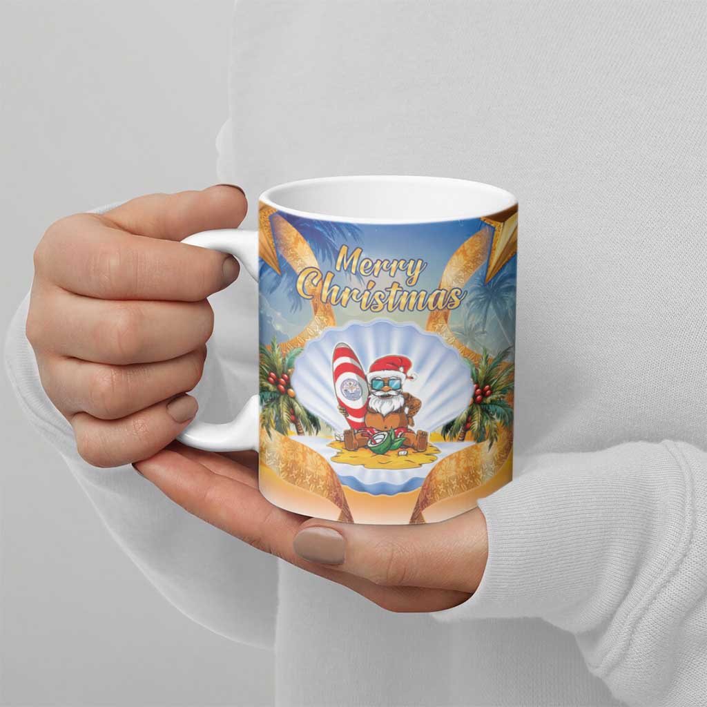 Marshall Islands Christmas Ceramic Mug Seashell Santa Beach Vibes - Polynesian Pride