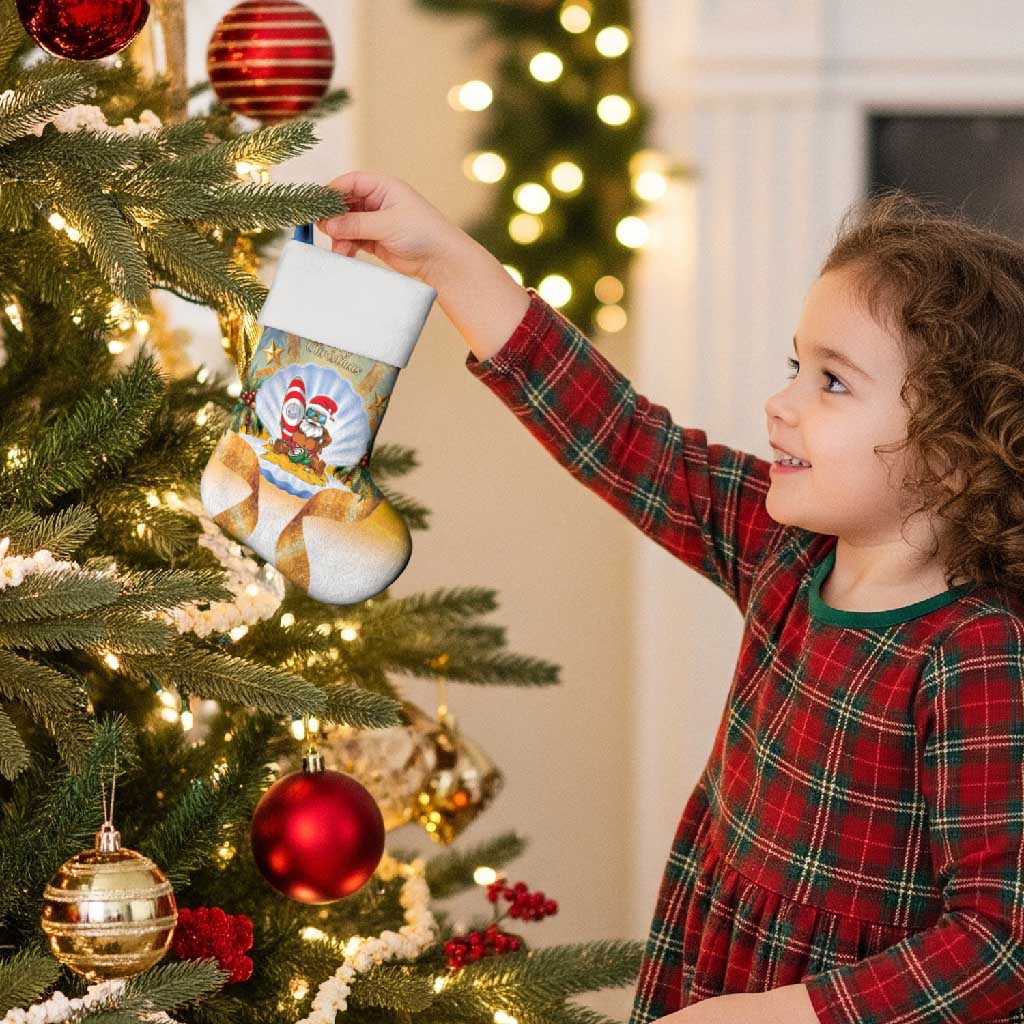 Marshall Islands Christmas Stocking Seashell Santa Beach Vibes - Polynesian Pride