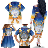Marshall Islands Christmas Family Matching Off The Shoulder Long Sleeve Dress and Hawaiian Shirt Seashell Santa Beach Vibes - Polynesian Pride