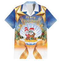 Marshall Islands Christmas Family Matching Off The Shoulder Long Sleeve Dress and Hawaiian Shirt Seashell Santa Beach Vibes - Polynesian Pride