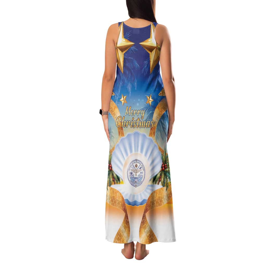 Marshall Islands Christmas Family Matching Tank Maxi Dress and Hawaiian Shirt Seashell Santa Beach Vibes - Polynesian Pride