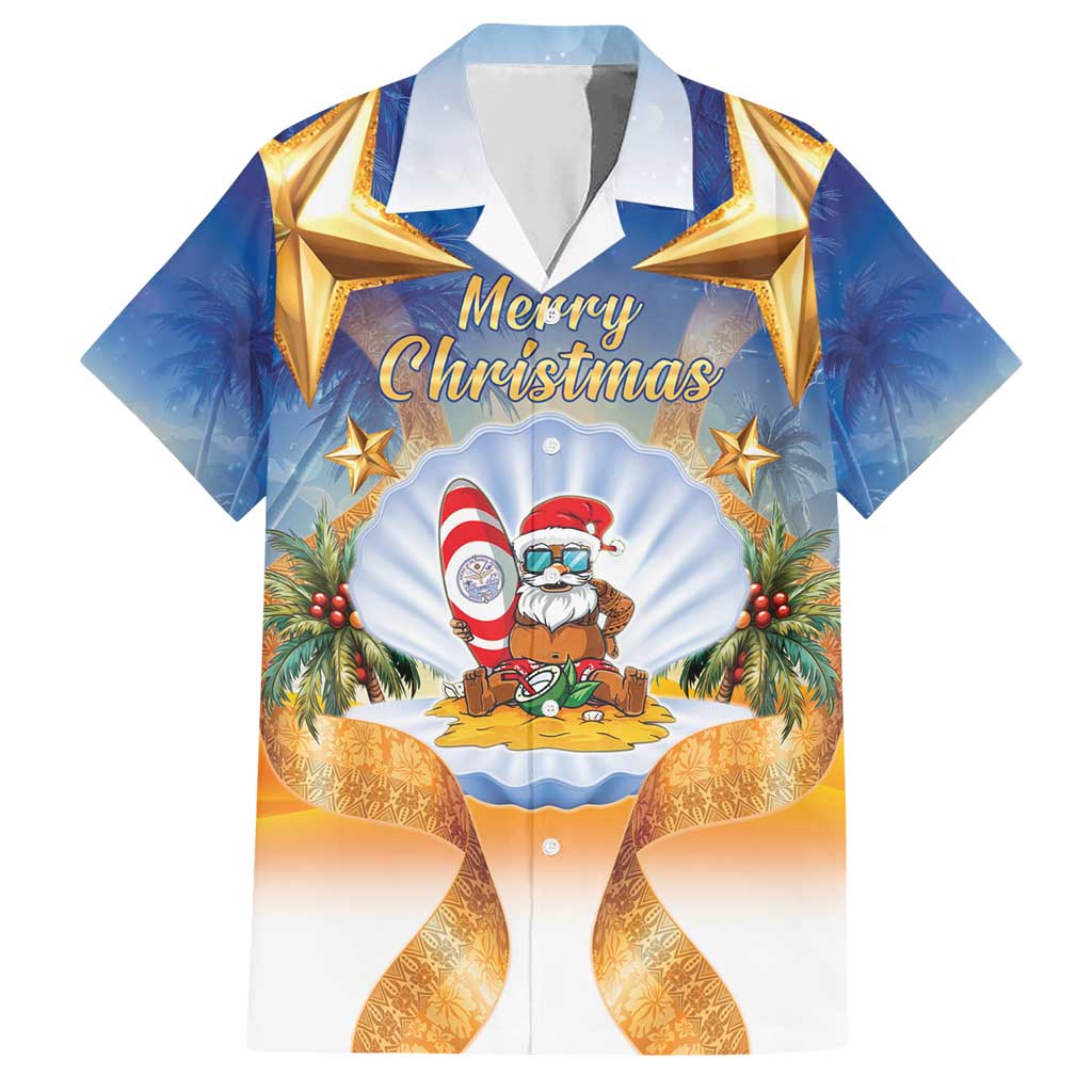 Marshall Islands Christmas Hawaiian Shirt Seashell Santa Beach Vibes - Polynesian Pride