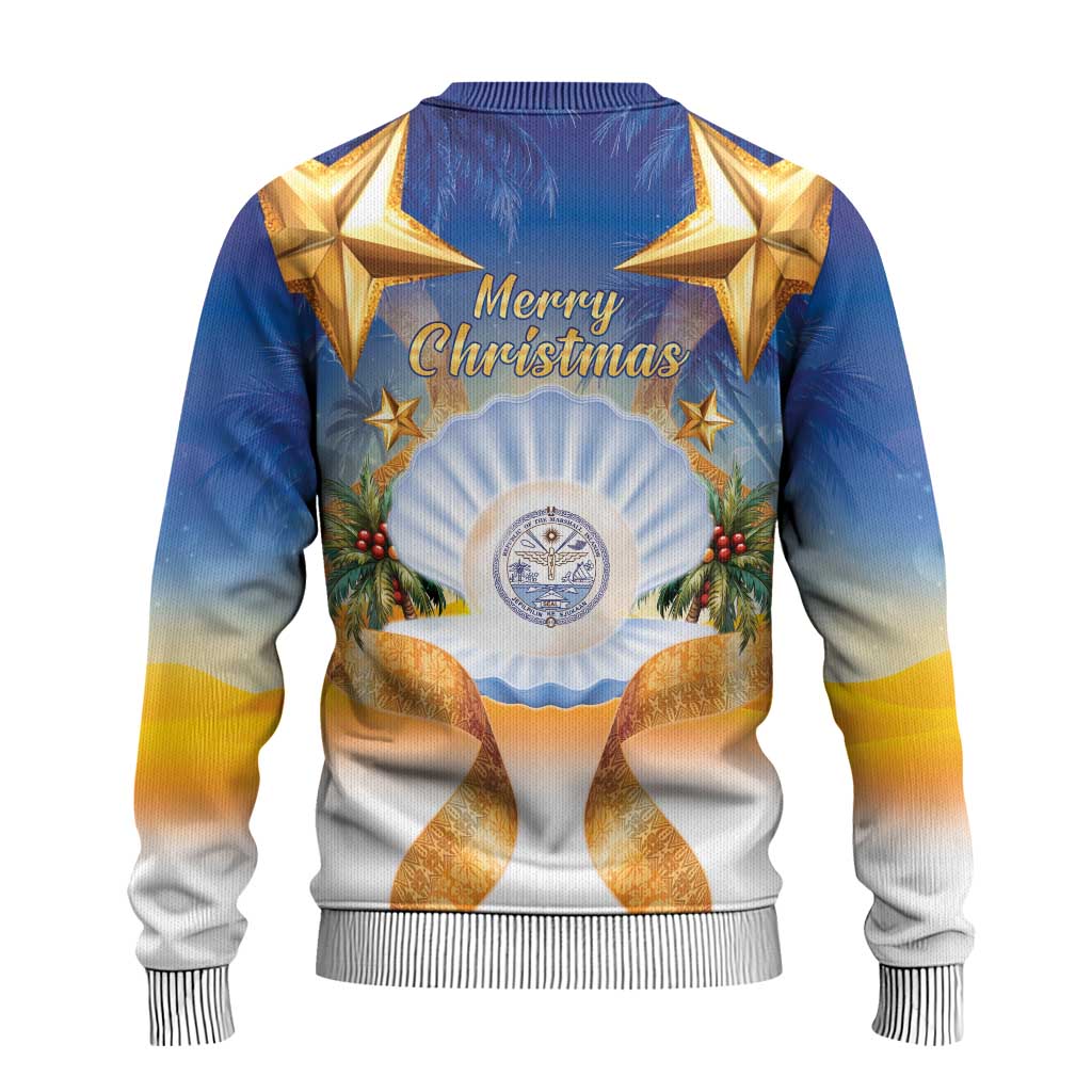 Marshall Islands Christmas Ugly Christmas Sweater Seashell Santa Beach Vibes - Polynesian Pride