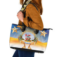 Marshall Islands Christmas Leather Tote Bag Seashell Santa Beach Vibes - Polynesian Pride