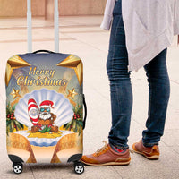 Marshall Islands Christmas Luggage Cover Seashell Santa Beach Vibes - Polynesian Pride