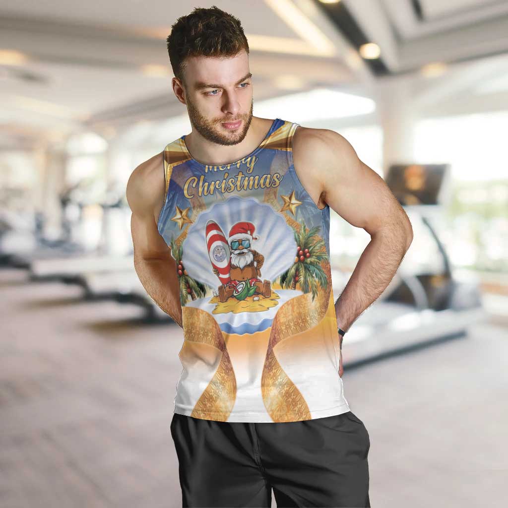 Marshall Islands Christmas Men Tank Top Seashell Santa Beach Vibes - Polynesian Pride