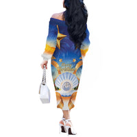 Marshall Islands Christmas Off The Shoulder Long Sleeve Dress Seashell Santa Beach Vibes - Polynesian Pride