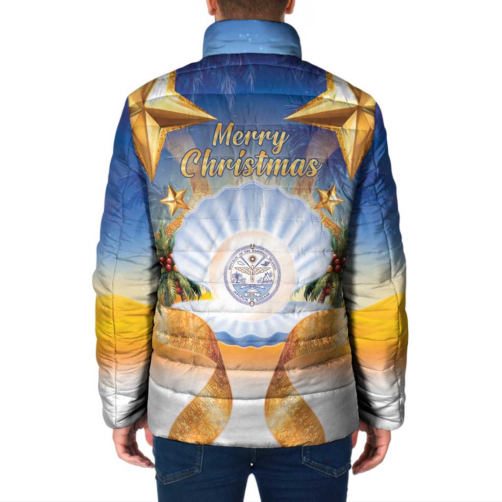 Marshall Islands Christmas Padded Jacket Seashell Santa Beach Vibes - Polynesian Pride