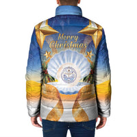 Marshall Islands Christmas Padded Jacket Seashell Santa Beach Vibes - Polynesian Pride
